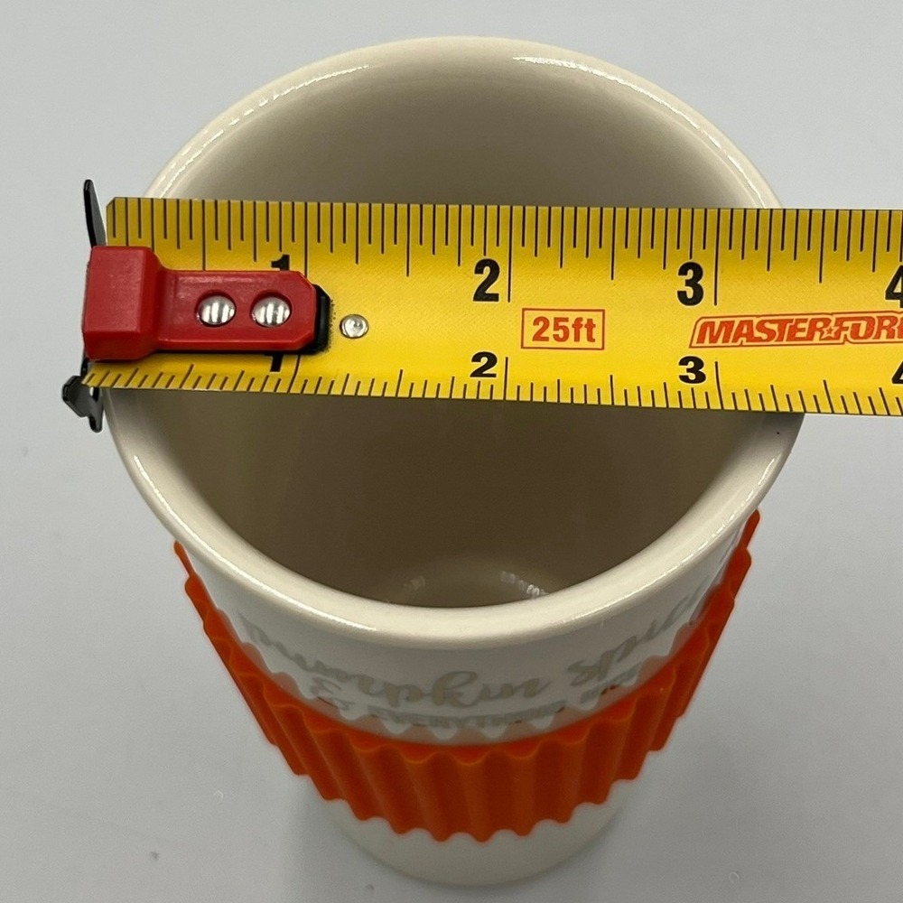 Kennex Travel Mug Unisex OS White Orange Brand New Pumpkin Spice Ceramic Cup - Picture 6 of 7